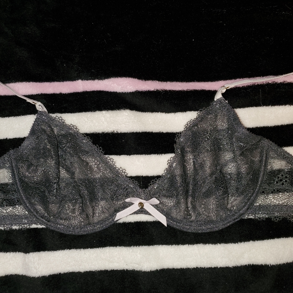 Victoria's Secret Gray Lace Demi Bra 34B